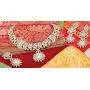 Touchstone Indian Bollywood Intricately Crafted Diamond Look Rhinestone Crystal Colorful Wedding Designer Jewelry Necklace Set in Gold and Silver Tone for Women.