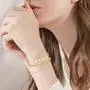 FIBO STEEL 5 Pcs Dainty Gold Bracelets for Women Layered Cute Evil Eye Beaded Ball Paper Clip Disc Chain Bracelet Jewelry Set Elastic Adjustable