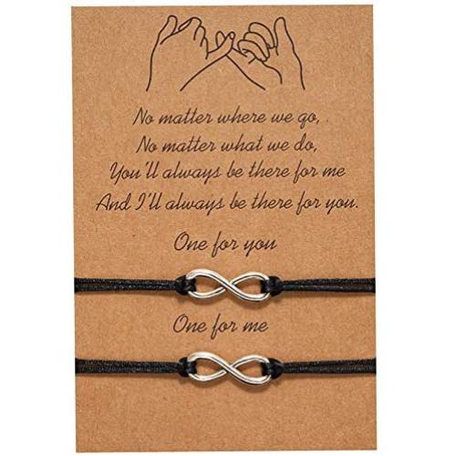 Long Distance Bracelets for Couples Friendship Best Friend Bracelets for 2,Boyfriend Girlfriend Relationship Bracelet Pinky Promise Matching Adjustable Ankle Bracelet for Women Men