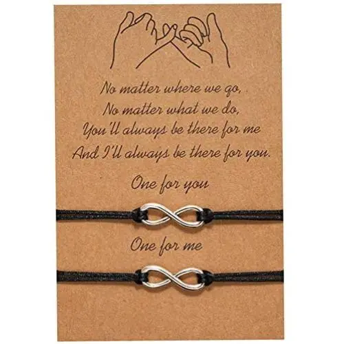 Long Distance Bracelets for Couples Friendship Best Friend Bracelets for 2,Boyfriend Girlfriend Relationship Bracelet Pinky Promise Matching Adjustable Ankle Bracelet for Women Men