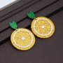 Gold Lemon Charm Earrings Yellow Lemon Slice Earrings Fruit Jewelry Gift for Lemon Lovers