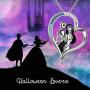 Nightmare Necklace Before Christmas Gifts Jewelry Sterling Silver Heart Jack Skellington and Sally Pendant Necklace Skull Christmas Jewelry Gifts for Women