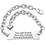 TISDA ''You are loved You are valued You are beautiful'' Inspirational Bracelet,Black Leather Metal Bracelet