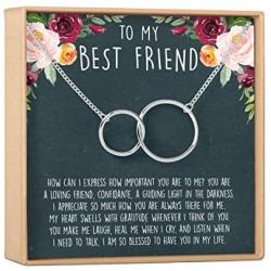 Best Friend Necklace - BFF Gift Jewelry, Long Distance, Quotes, Friends Forever, Presents, Heartfelt Card & Jewelry Gift for Birthday, Holidays and More