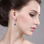 Gem Stone King 925 Sterling Silver Purple Amethyst Gemstone Birthstone Round & Pear Shape Womens Dangle Earrings (13.00 Cttw, 1.5 Inch)