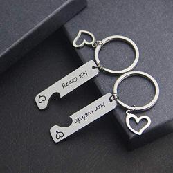 TOGON Couple Keychain Set His Crazy Her Weirdo Promise Jewelry Gift Wedding Gift for Lover Boyfriend Girlfriend 2pcs