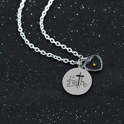 Uloveido Stainless Steel Faith Cross Necklace & Jesus Loves Me Christian Necklace with Mustard Seed Charms Religious Jewelry Y1001