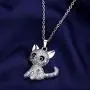 SXNK7 Cat Necklace Silver Tone Sparkly Rainbow Crystal Cat Necklace Cat Pendant Necklace Jewelry for Women Teen Girls Kids Cat Lover Gifts (color new2)