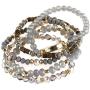 Bohemian Multi Layer Beaded Strand Stack Bracelets - Sparkly Crystal, Natural Stone Pendant, Rhinestone Bead Statement Stretch Adjustable Bangle Set
