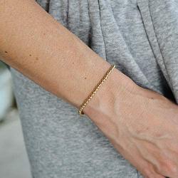 Anela 14kt Gold Filled Bracelet, 3mm Beads, Stretch and Stackable, Hand Made in USA