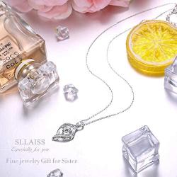 Sllaiss Sterling Silver Engraved “Always My Sister Forever My Friend” Zirconia Pendant Necklace for Women Girls, Sister’s/Friends’ Birthday Gifts, Set with Swarovski Zirconia