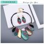 FAMARINE Vintage Tribe Chunky Collar Necklace, Geometry Acrylic Pendant Bib Statment Necklace Multicolor Costume Jewelry for Women