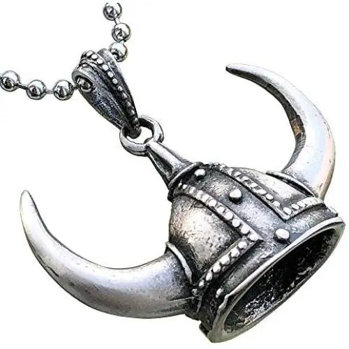Viking Jewelry Norse Nordic Celtic Barbarian Gladiator Medieval Horned Helmet Hat Knight Armor Protection Amulet Lucky Charm Money Talisman pewter mens pendant necklace for men w Silver Ball Chain Viking Jewelry Norse Nordic Celtic Barbarian Gladiator Medieval Horned Helmet Hat Knight Armor Protection Amulet Lucky Charm Money Talisman pewter mens pendant necklace for men w Silver Ball Chain