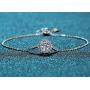 SecreTalk Moissanite Halo Bracelet 1CT 18K White Gold Plated Silver D Color Ideal Cut Diamond Bracelet for Women with Certificate of Authenticity