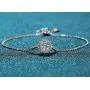 SecreTalk Moissanite Halo Bracelet 1CT 18K White Gold Plated Silver D Color Ideal Cut Diamond Bracelet for Women with Certificate of Authenticity