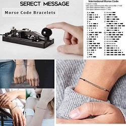 DIOFRG Morse Code Bracelet for Women Men Couples Best Friend Friendship Bracelets Adjustable Beaded Anklet Morsecode Funny Inspirational Gifts for Her Him Jewelry