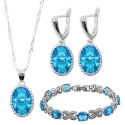 GZJY Women Wedding Jewelry Set Purple Cubic Zirconia Bracelet Earrings Necklace Pendant Bridal Jewelry
