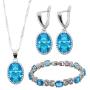 GZJY Women Wedding Jewelry Set Purple Cubic Zirconia Bracelet Earrings Necklace Pendant Bridal Jewelry