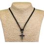 BlueRica Metal Wrapped Cross Pendant on Adjustable Cord Necklace