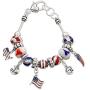 Lola Bella Gifts USA American Flag Patriotic Charm Bracelet with Gift Box