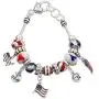 Lola Bella Gifts USA American Flag Patriotic Charm Bracelet with Gift Box