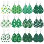Clover Leather Earrings for Women Girls MTSCE Green Teardrop Faux Leather Earrings Sets St Patricks Day Drop Dangle Earrings Fashion Jewelry