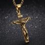 LineAve Mens Stainless Steel Jesus Christ Crucifix Cross Pendant Necklace