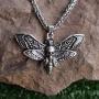 SanLan Death Head Moth Pendant Necklace Wicca Jewelry Goth Moth and The Moon