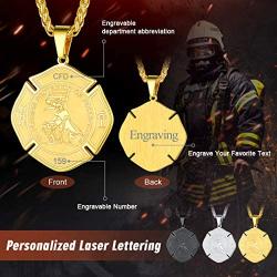 FaithHeart Saint Florian Necklace, Stainless Steel/Gold Plated St Florian Pendant Fire Fighter Shield Medal, Dog Tag Patron Saint for Fire Fighters