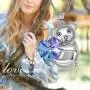 GEORGE · SMITH Brother Bear Animal Necklace Purple Heart Teddy Pendant Necklace with Crystals from Austria, Birthday Gifts for Daughter Teen Girls Girlfriend