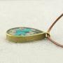 FM FM42 Pressed Dried Flowers Teardrop Shape Pendant Necklace FN4005