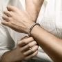 CIUNOFOR Black White Bracelet Polished Stainless Steel Cuff Bangle Bracelet for Men Boys with Simple Twisted Line Design