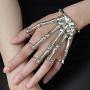 Trustavis Men Womens Halloween Skull Skeleton Hand Bracelet with Ring