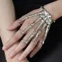 Trustavis Men Womens Halloween Skull Skeleton Hand Bracelet with Ring