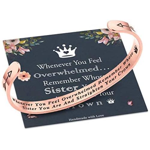 Whenever You Feel Overwhelmed Remember Whose Straighten Your Crown Bracelet, Engraved Inspirational Bracelets Personalized Gift for Mom, Daughter, Granddaughter, Sister, Best Friend, Women and Girls