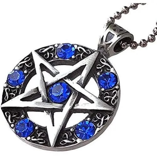 OhDeal4U Wicca Jewelry Celtic Pentagram Pentacle Star Blue Crystal Gem Wiccan Pagan Witch Magic Healing Protection Amulet Pewter Mens Womens Pendant Necklace Charm for Men Women Silver Ball Chain OhDeal4U Wicca Jewelry Celtic Pentagram Pentacle Star Blue Crystal Gem Wiccan Pagan Witch Magic Healing Protection Amulet Pewter Mens Womens Pendant Necklace Charm for Men Women Silver Ball Chain