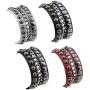 4 Pieces Punk Rock Faux Leather Rivet Spike Studded Bracelet Gothic Biker Strap Cuff Buckle Wristband Bracelet for Men Women Girls Boys Hip Hop Unisex Jewelry Gift