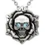 Skull Rose Birthstone Necklace with Swarovski Crystal 17'' - 19'' Adjustable Chain Skull Rose Birthstone Necklace with Swarovski Crystal 17'' - 19'' Adjustable Chain