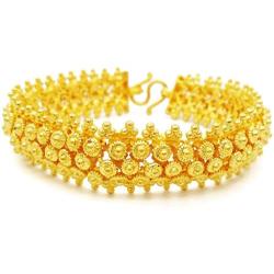 Pikun Flower Lai Thai Gold Plated Bangle 22k 24k Thai Baht Yellow Gold Filled Bracelet