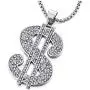 COOLSTEELANDBEYOND Hip Hop Punk, Mens Womens Steel US Dollar Money Sign Pendant with CZ Necklace, 30 Inches Wheat Chain COOLSTEELANDBEYOND Hip Hop Punk, Mens Womens Steel US Dollar Money Sign Pendant with CZ Necklace, 30 Inches Wheat Chain