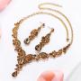 EVER FAITH Austrian Crystal Bridal Floral Wave Teardrop Necklace Earrings Set
