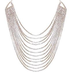 Humble Chic Layered Statement Necklace - Multi-Chain Waterfall Simulated Diamond Long Multistrand Chains Bib for Women - Sparkling CZ Crystal Rhinestone Jewels