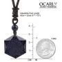 HERLANKKI Black Obsidian/Blue Sandstone Star of David Necklace Hexagram Amulet Gemstone Pendant Jewish Religious Jewelry for Men Women