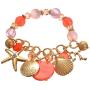 LUX ACCESSORIES Gold Tone Pink Beaded Nautical Sea Life Stretch Charm Bracelet