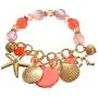 LUX ACCESSORIES Gold Tone Pink Beaded Nautical Sea Life Stretch Charm Bracelet LUX ACCESSORIES Gold Tone Pink Beaded Nautical Sea Life Stretch Charm Bracelet