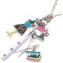 NEWEI Cute Enamel Alloy Tailor Tools Sewing Machine Scissors Pendant Necklace Collar Chain Fashion Jewelry for Women Girls Gift