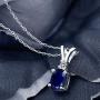 Gem Stone King 925 Sterling Silver Blue Sapphire and White Diamond Pendant Necklace For Women (1.87 Ct Oval with 18 Inch Silver Chain)