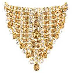 Efulgenz Indian Crystal Rhinestone Choker Neckalce Earrings Maangtikka Wedding Bridal Jewelry Set