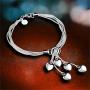 OMTBEL STOOLY Sterling Silver Five-line Chain with Five-Heart Bracelet Bangle Bracelet of Luxury Shining Jewelry