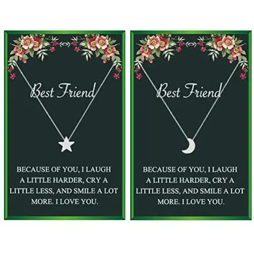 Your Always Charm Best Friend Necklace for 2 Friendship Gifts Star Moon Necklace for Friends Matching Necklaces for Best Friends